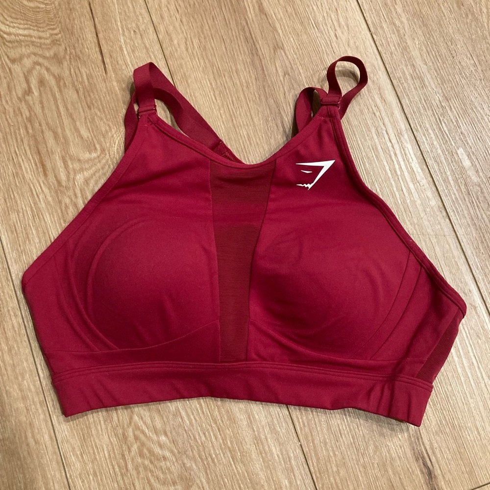 Gymshark Red Mesh Neckline 2.0 Sports Bra Size Medium